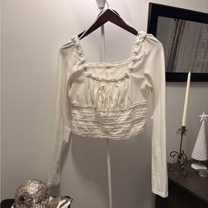 Free People Cream Lace Crop Top
